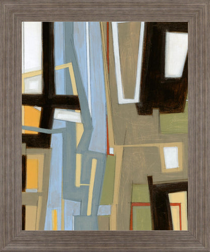 Urban Slate Geometry - 28" x 34" Framed Wall Art - Beige