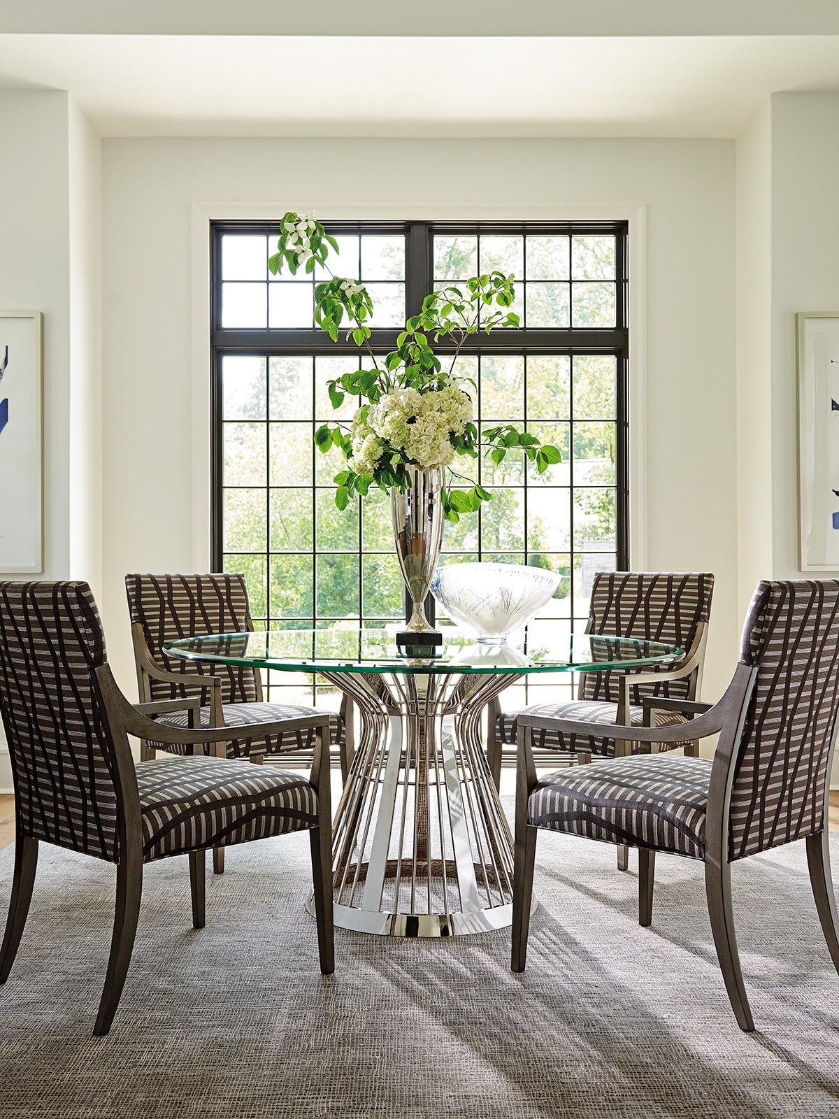 Ariana - Riviera Stainless Dining Table With Glass Top