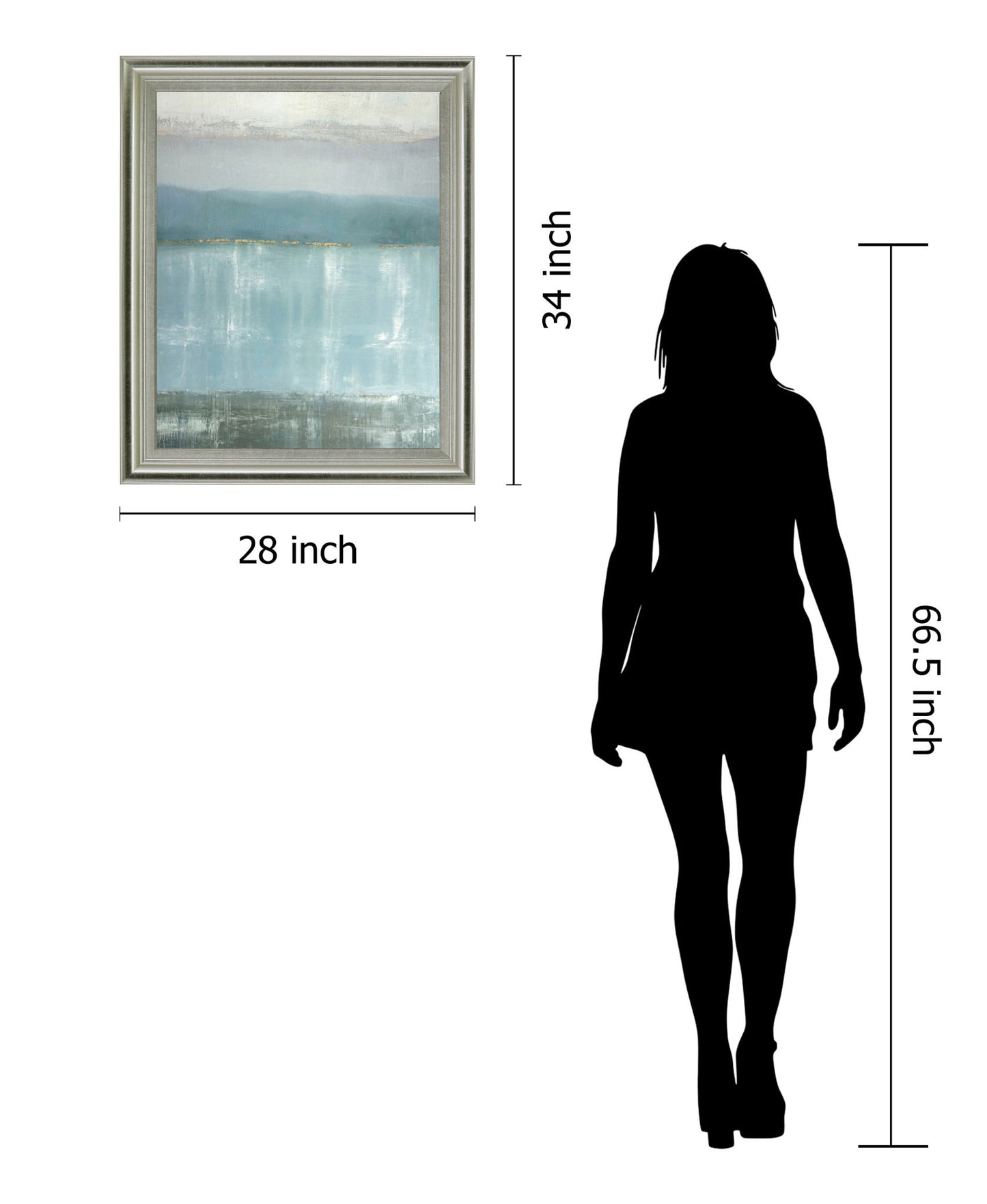 Misty Blue Reflections - 28" x 34" Framed Wall Art - Light Blue