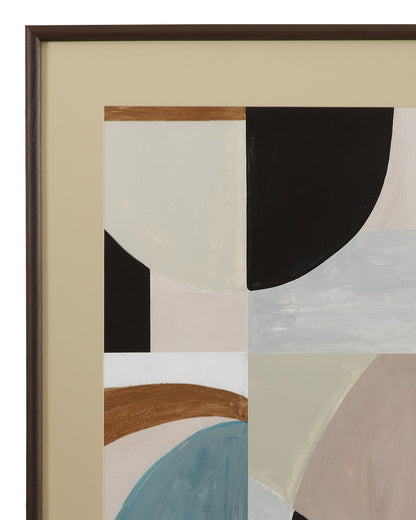 Curved Vision Shapes Framed Print - Light Brown