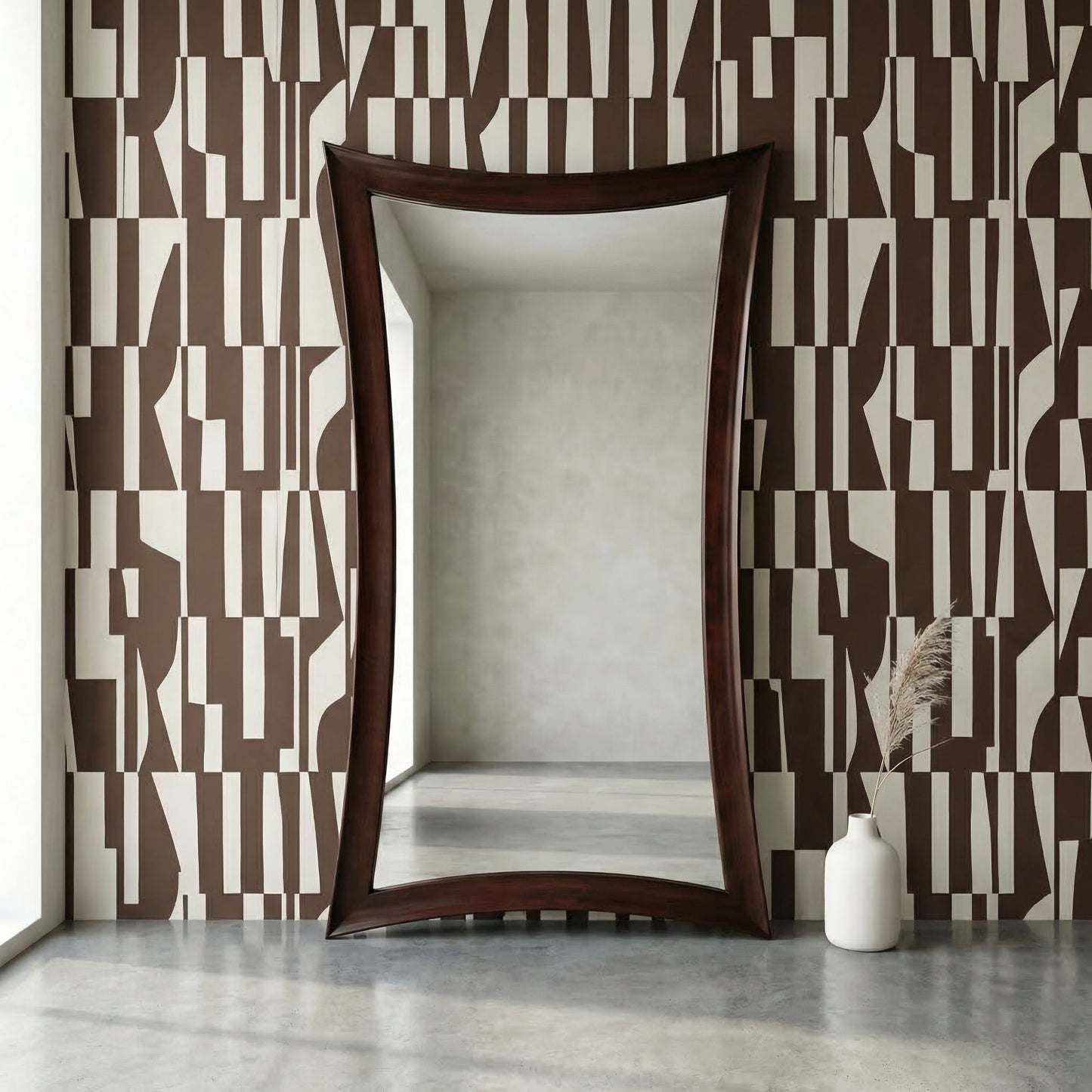 Hour Glass - Floor Mirror - Brown