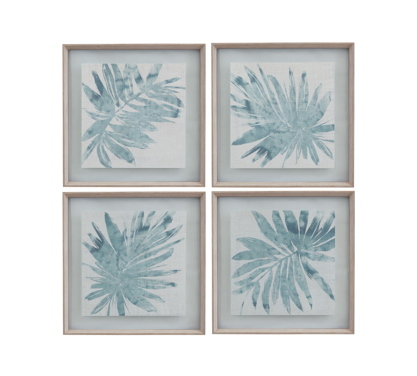Burlap Ocean Palm III Framed Print - Light Blue