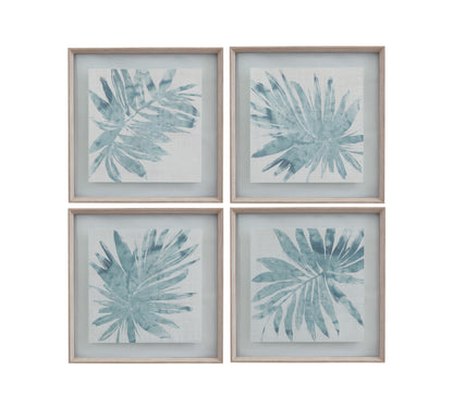 Burlap Ocean Palm III Framed Print - Light Blue