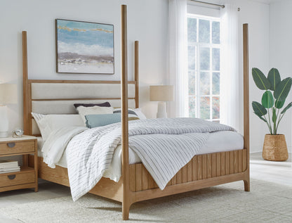 Escape - Bedroom King Poster Footboard With Slats - Glazed Natural Oak