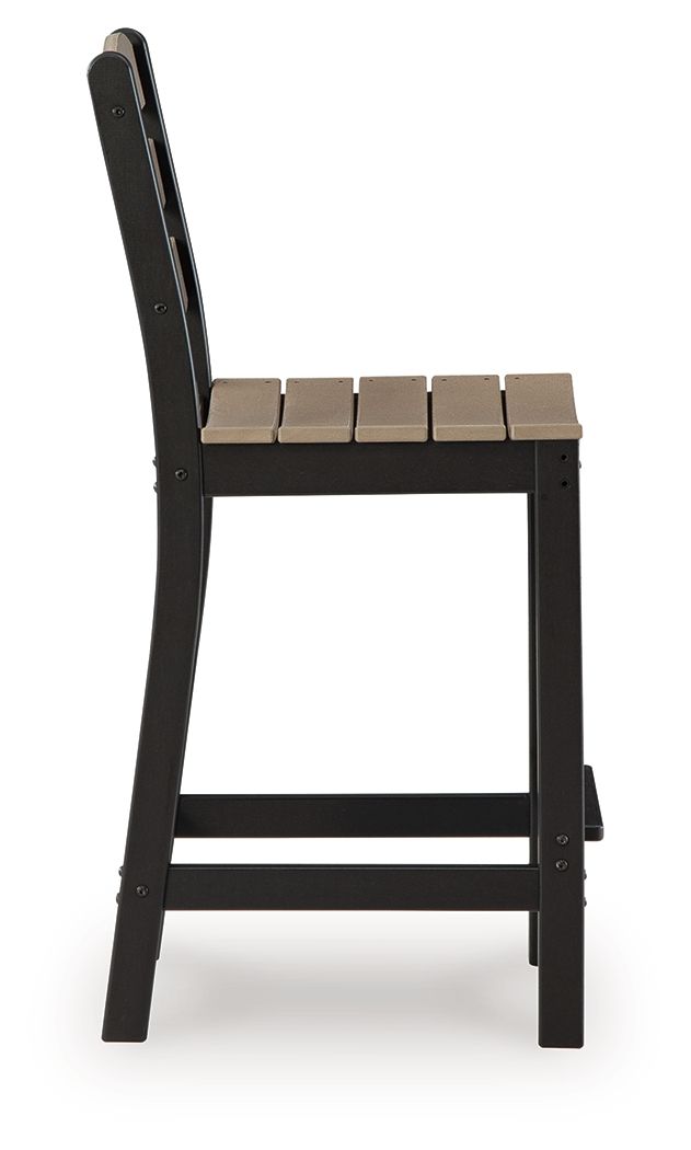 Shoreline Beach - Outdoor Counter Table And 2 Barstools (Set of 3) - Black / Beige