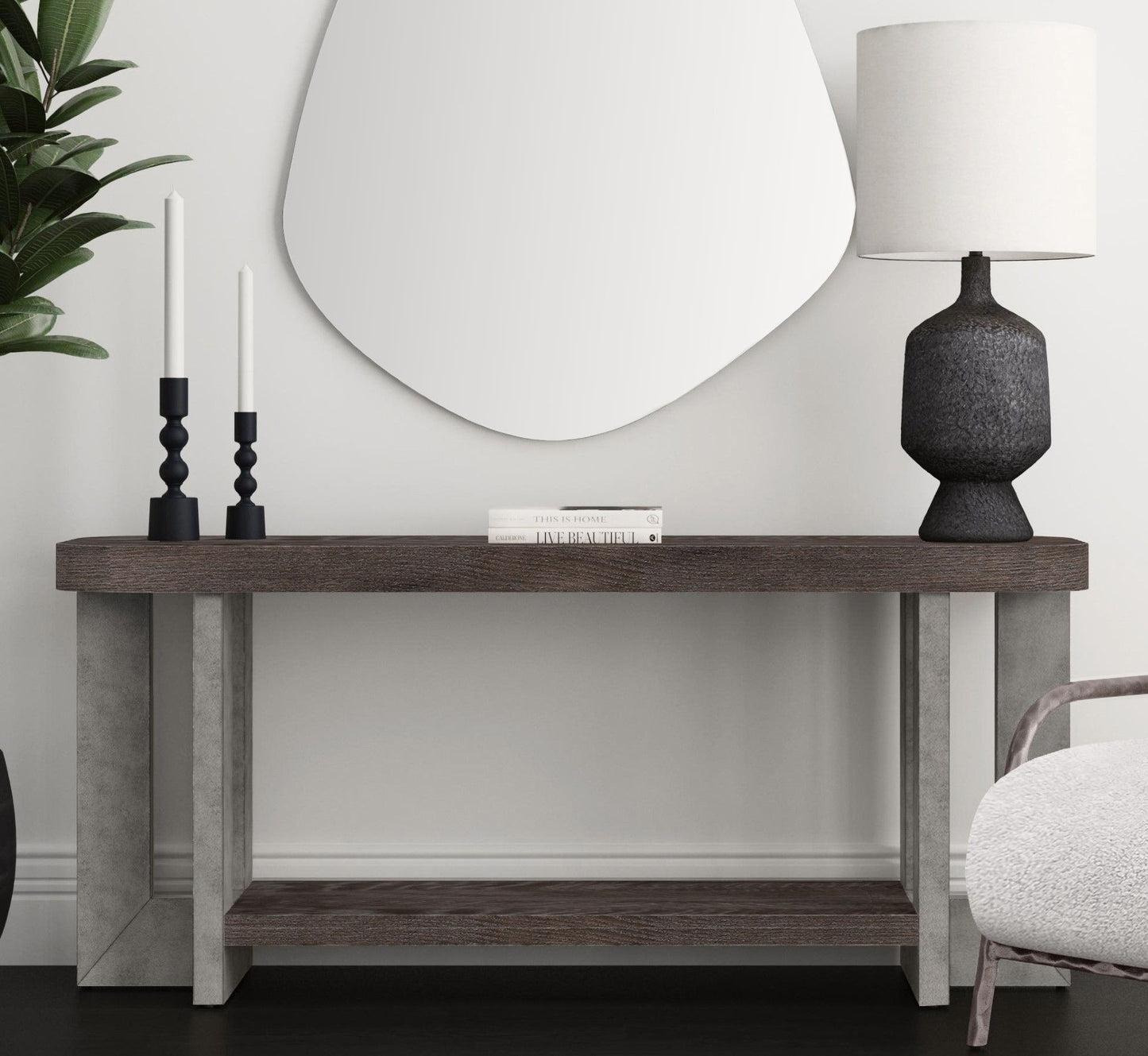 Nova - Console Table - Cerused Charcoal Oak