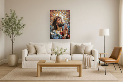 Radiant Prayer Reverence - 28" x 40" Framed Wall Art - Dark Brown