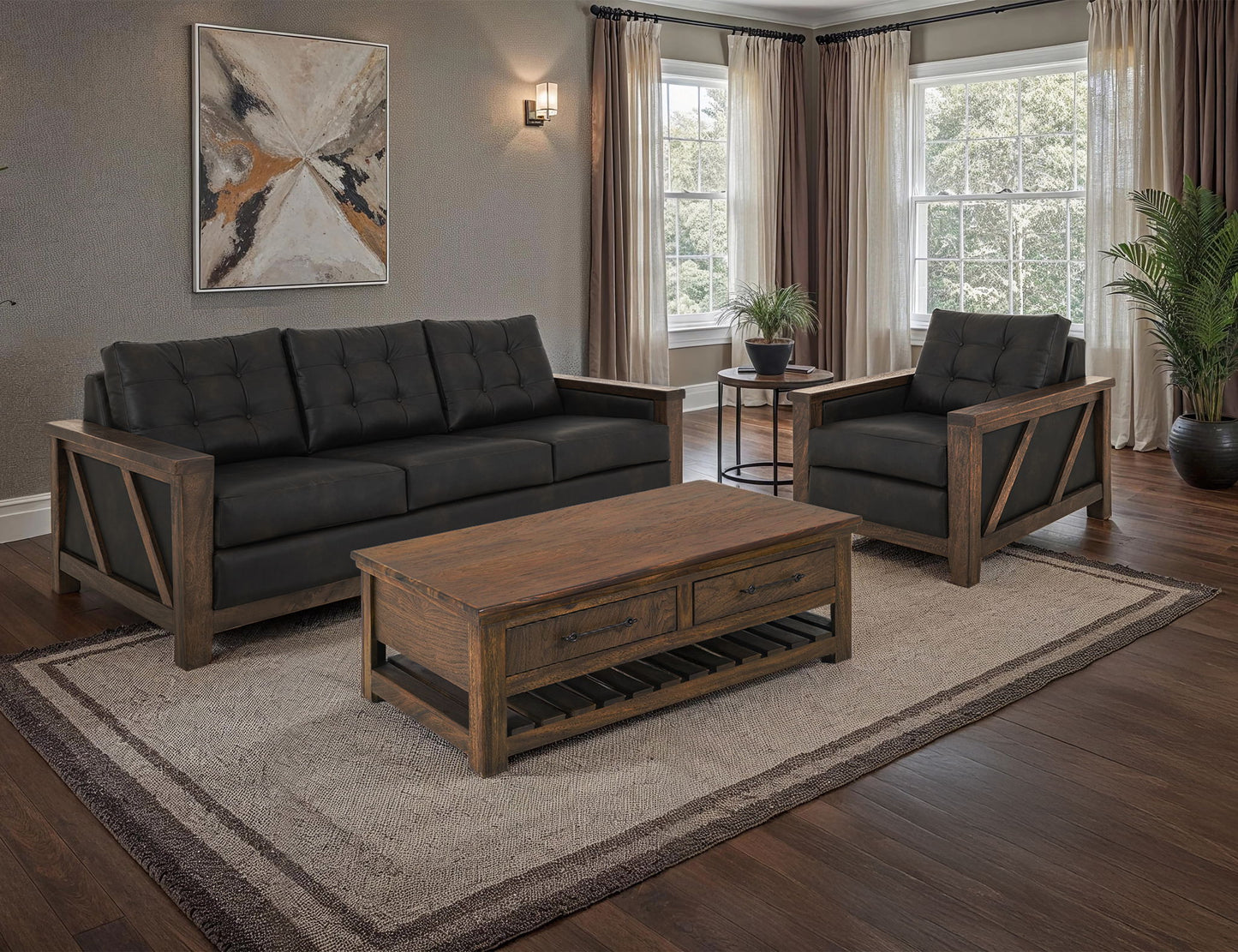 Walnut - Loveseat - Licorice Black