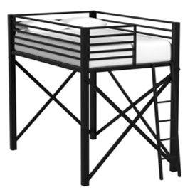Talia - Full Loft Bed Posts, Ladder, Short Rails, Short X Bar And Hardware - Black