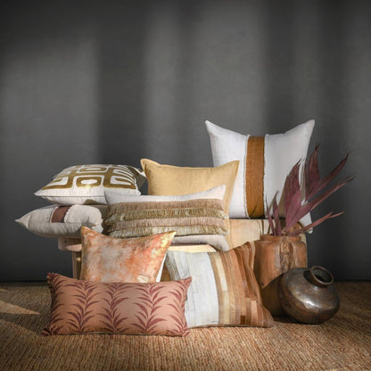 Meru - 20" x 20" Hide Pillow - Tan Multi