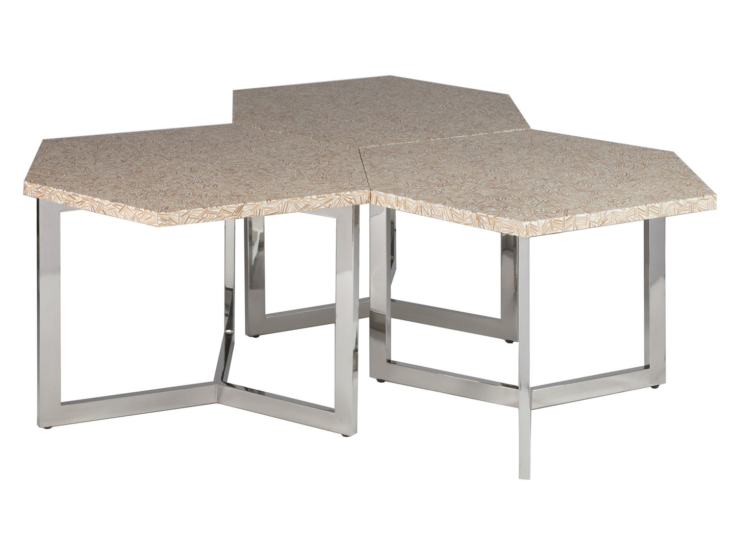 Signature Designs - Inamorata Hexagonal Cluster Bunching Table - Pearl Silver