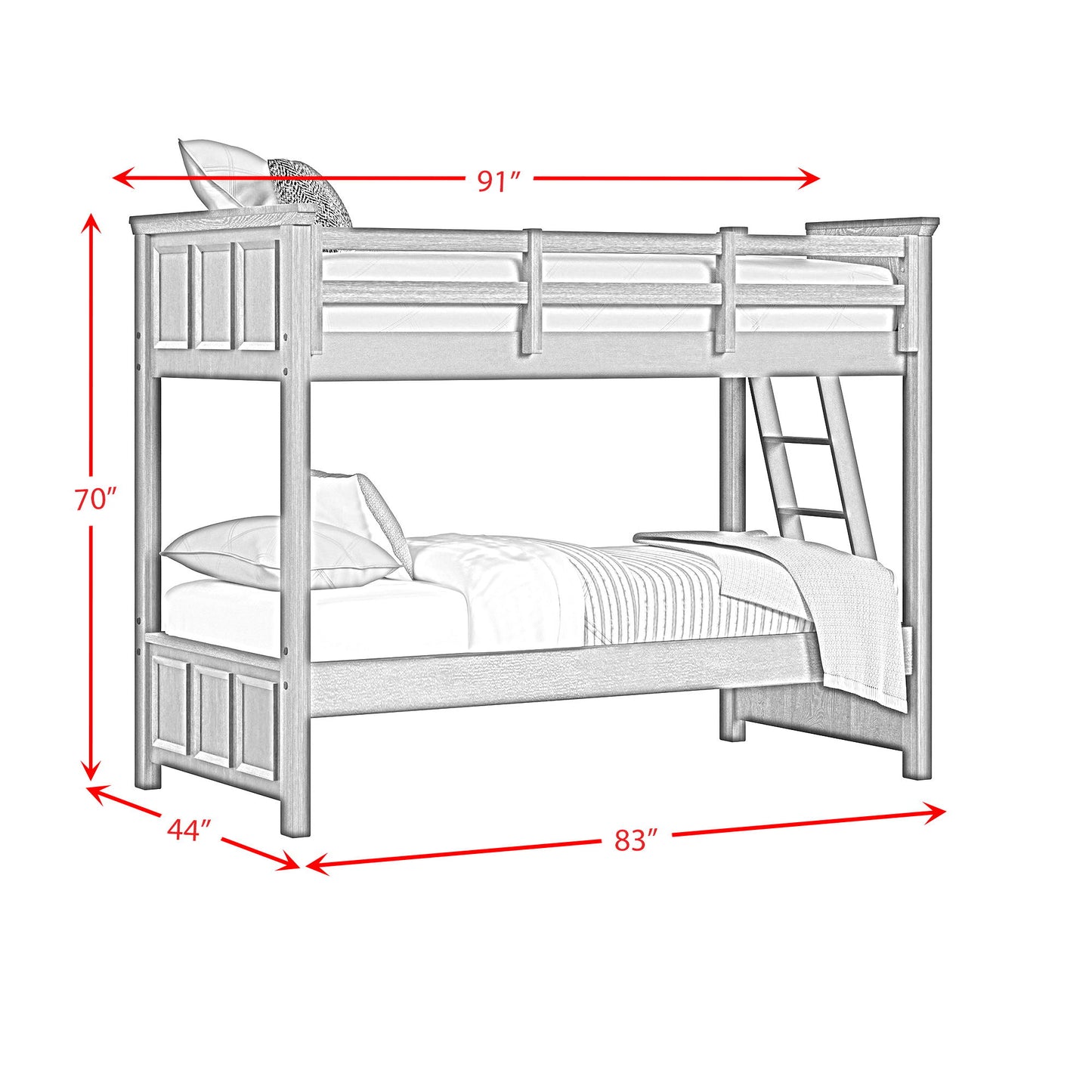 Hampton Kids - Bunk Bed With Ladder