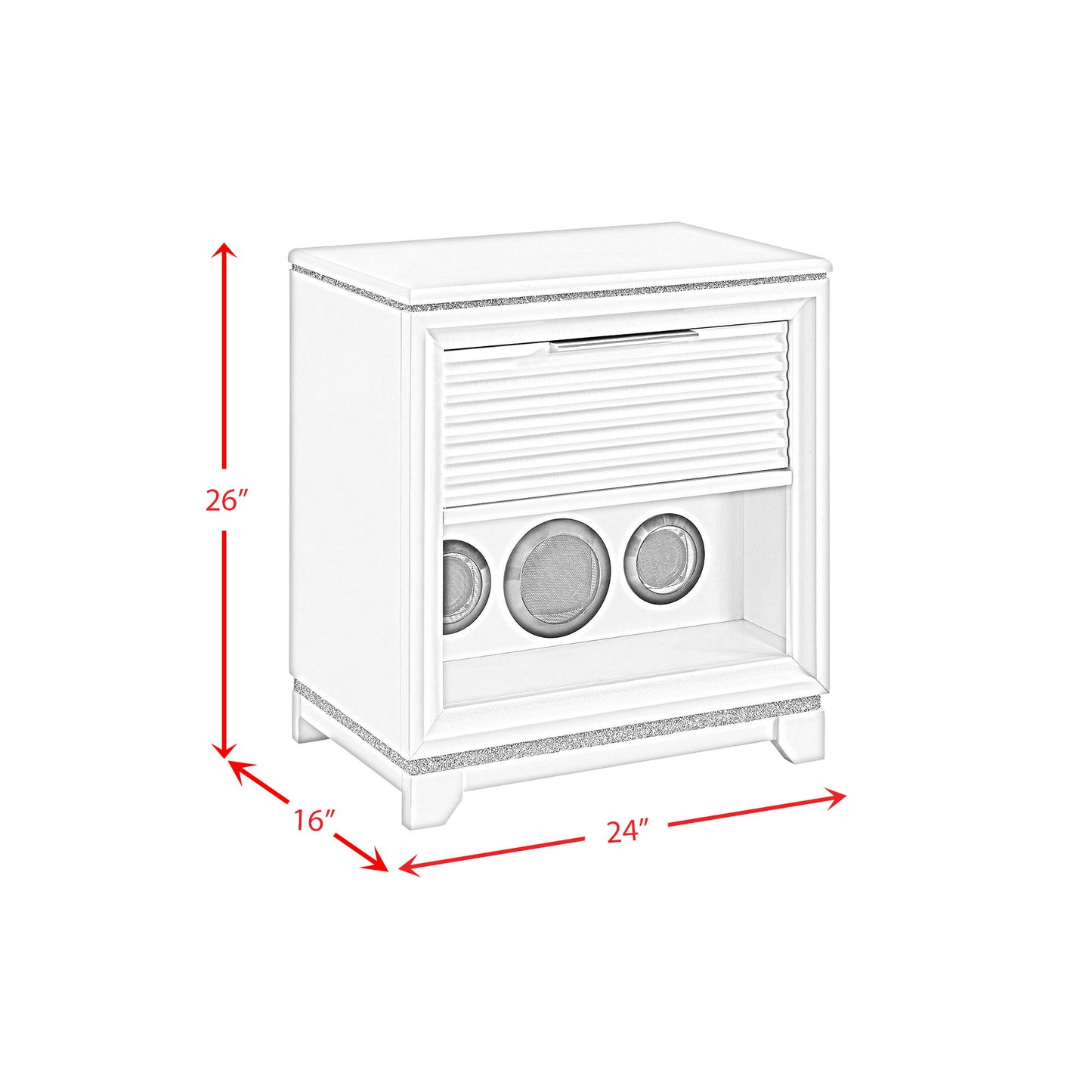 Denmark - 1-Drawer Nightstand With Speaker And USB - White
