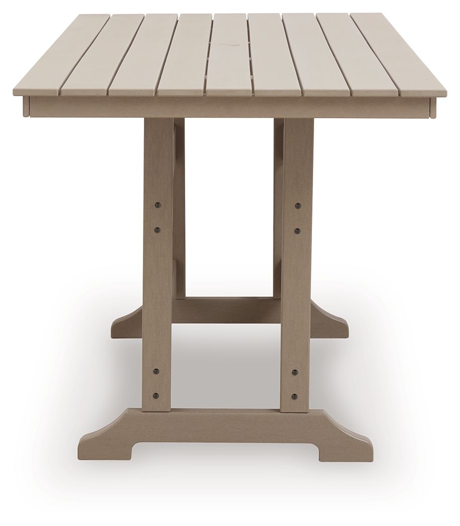 Seacliff Beach - Rectangular Counter Height Dining Table With Umbrella Option - Medium Brown