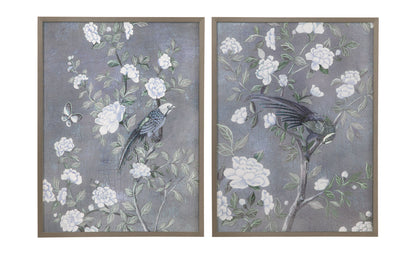 Birds & Blooms I Framed Print - Dark Gray