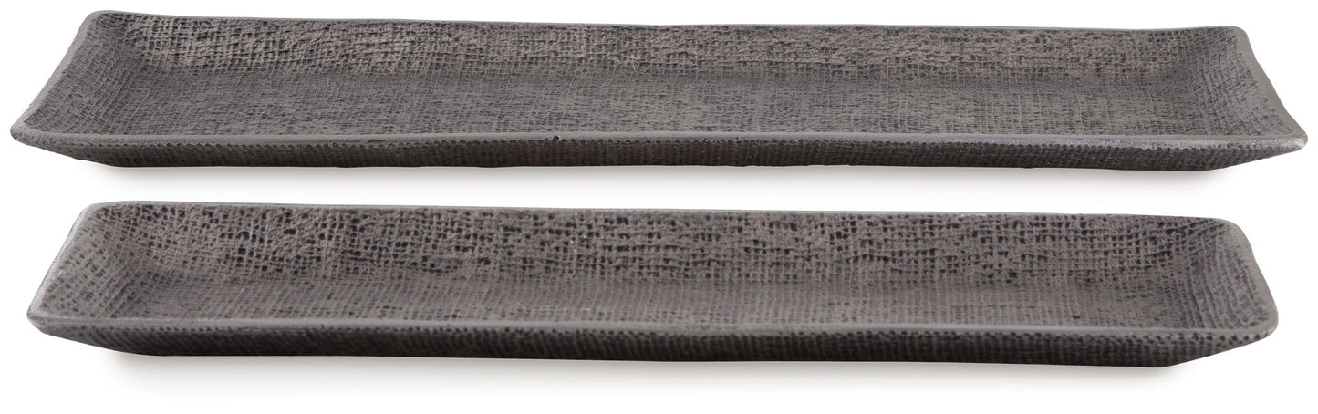 Garekton - Tray Set (Set of 2) - Pewter Finish