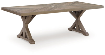 Laguna Heights - Rectangular Dining Table With Umbrella Option - Beige