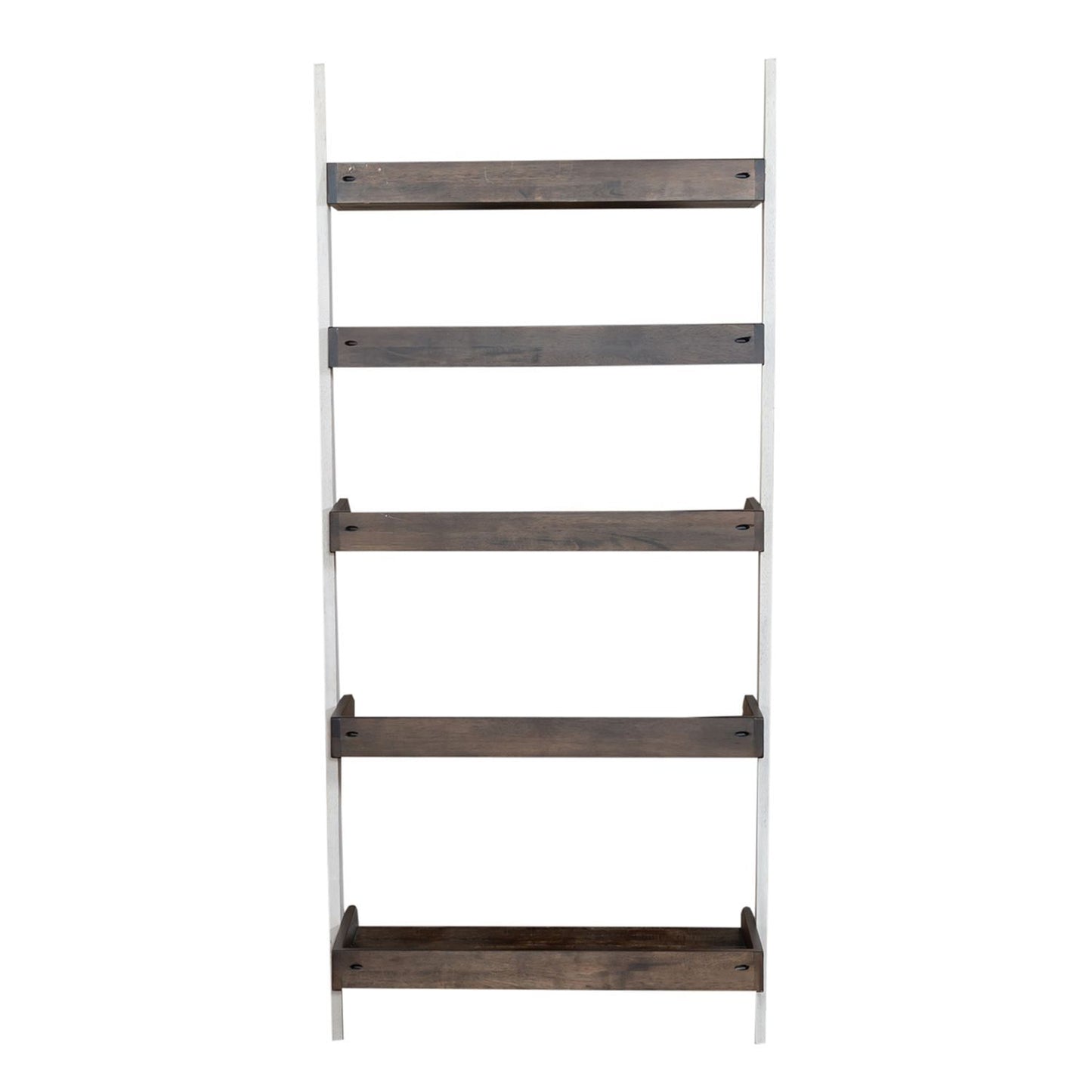 Farmhouse - Leaning Bookcase - Two Tone White / Wood Tone