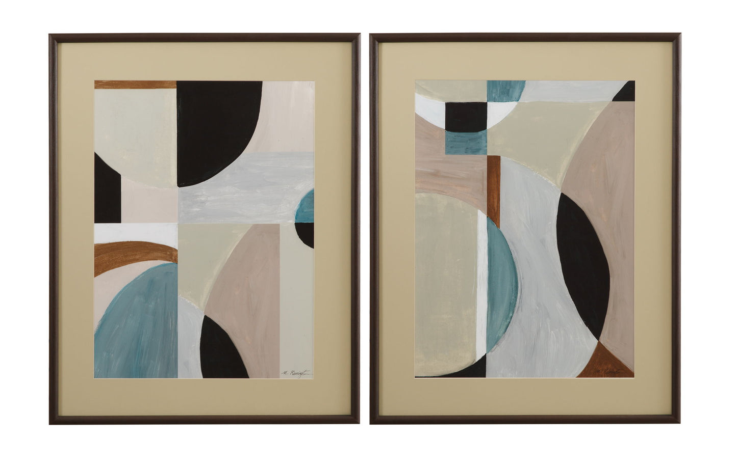 Curved Vision Shapes Framed Print - Light Brown