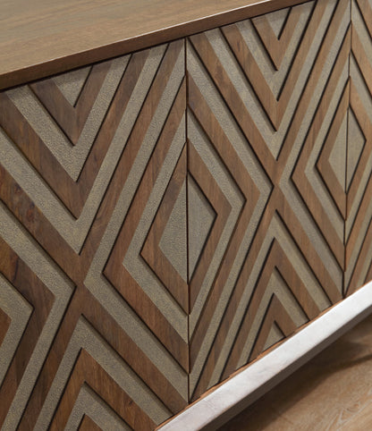 Dreggan - Accent Cabinet - Brown / Gold Finish