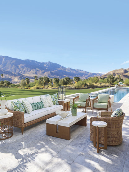 Palm Desert Poolside - Round End Table - Dark Brown / White