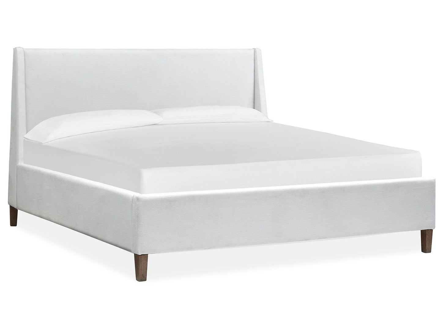 Lindon - California King Island Bed White Upholstered Rails - Belgian Wheat