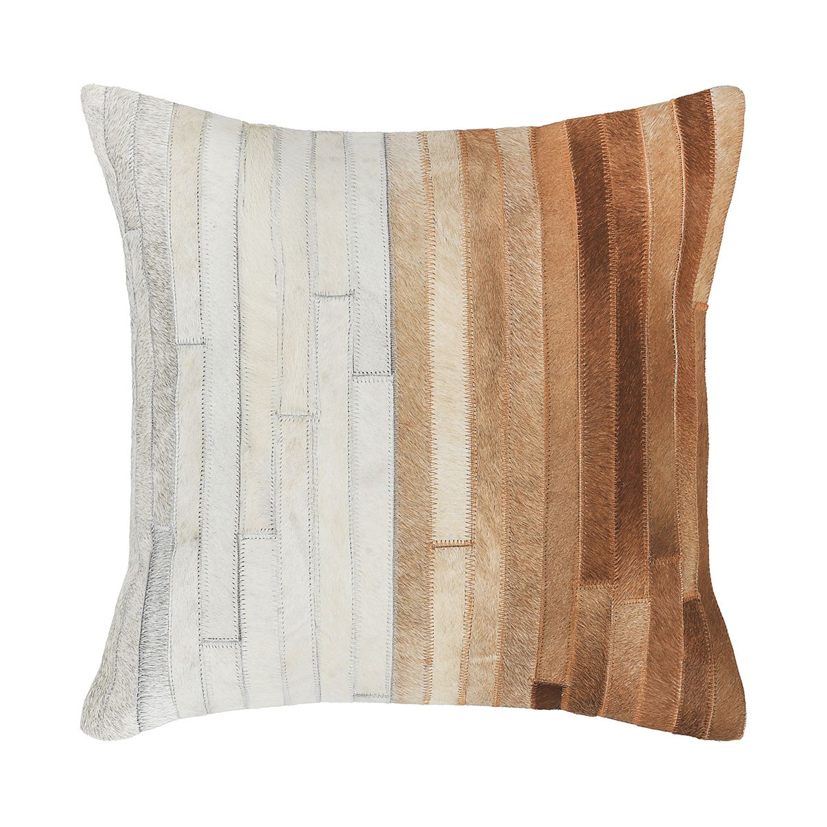 Meru - 20" x 20" Hide Pillow - Tan Multi