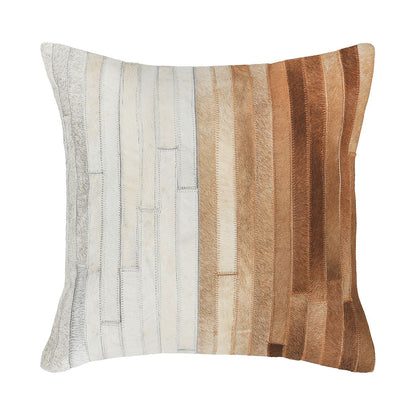 Meru - 20" x 20" Hide Pillow - Tan Multi
