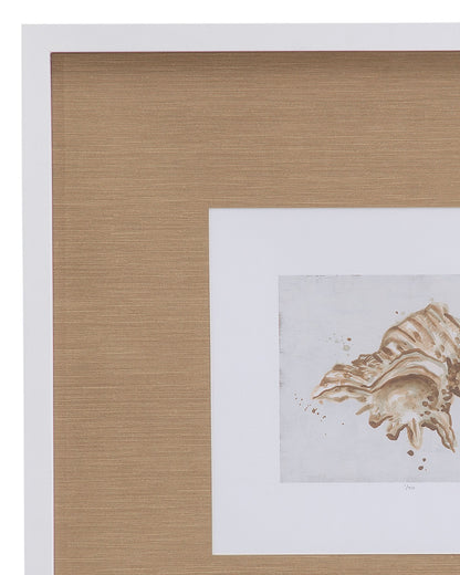 Neutral Shell Fresco III Framed Print - Light Brown / White