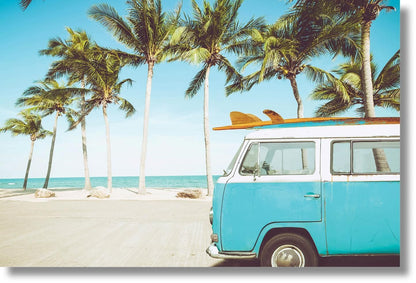 Surfside Palm Ride - 40" x 60" Framed Wall Art - Light Blue
