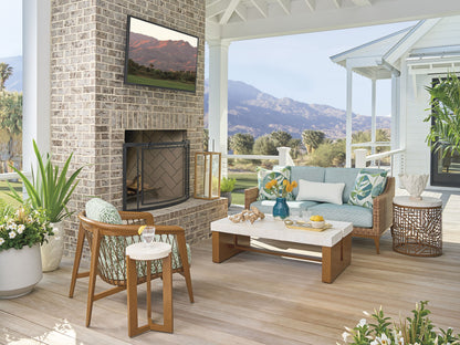Palm Desert Poolside - Round End Table - Dark Brown / White