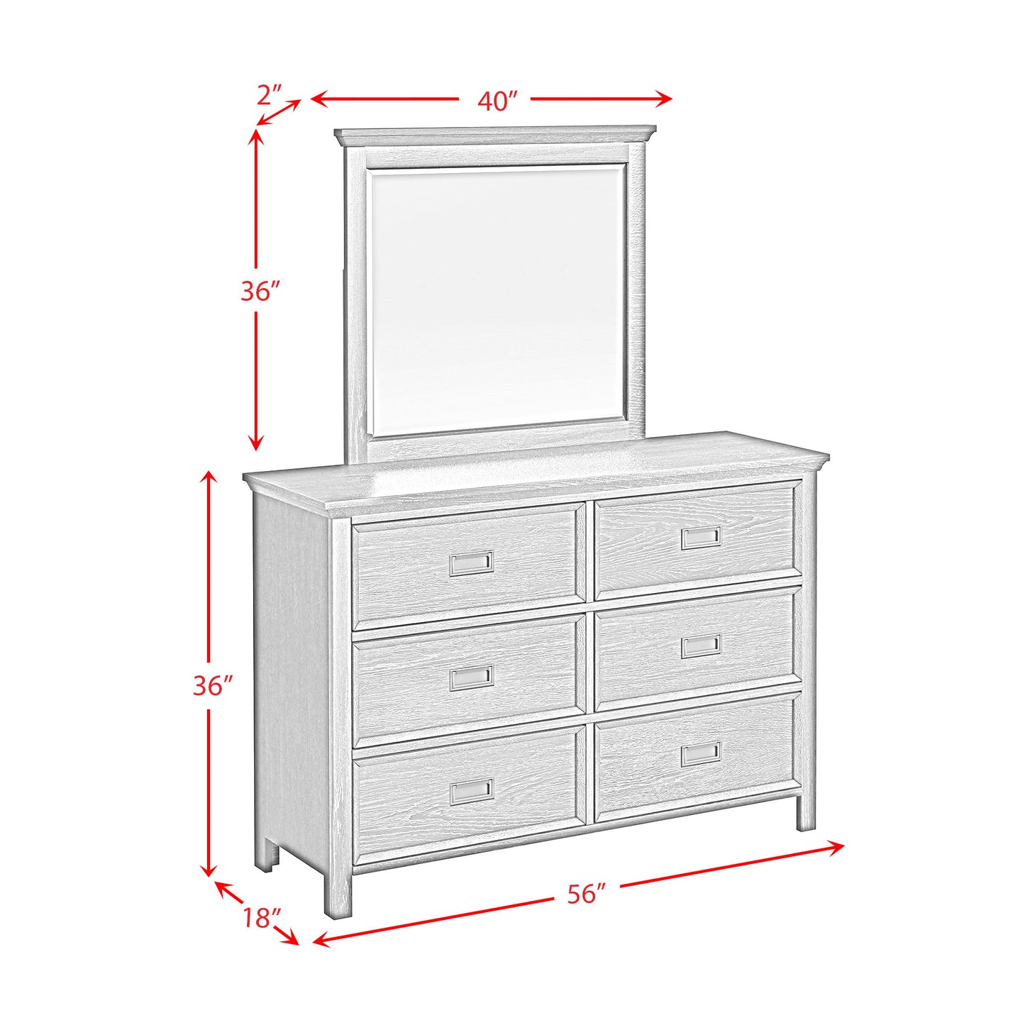Hampton Kids - Dresser And Mirror Set