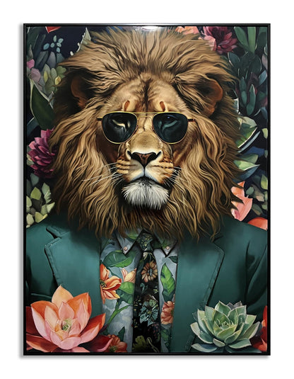 Floral King Swagger - 40" x 30" Framed Wall Art - Green