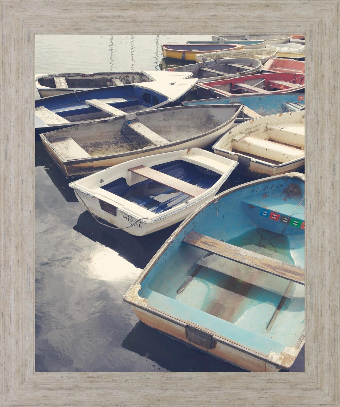 Dockside Drift - 28" x 34" Framed Wall Art - Light Blue