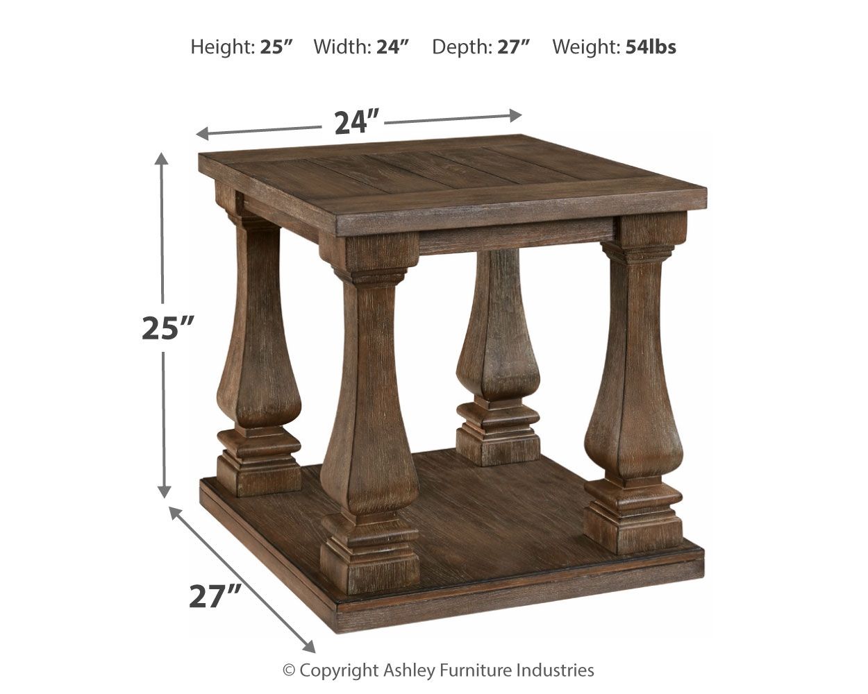 Johnelle - Rectangular End Table - Gray